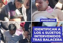 MOQUEGUA: IDENTIFICAN A LOS 4 SUJETOS INTERVENIDOS TRAS BALACERA EN ASOCIACIÃ“N VIRGENCITA DE SANTA FORTUNATA DE LA BINACIONAL.