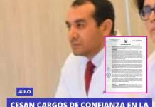 ILO: CESAN CARGOS DE CONFIANZA EN LA RED DE SALUD