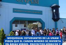 MOQUEGUA: ESTUDIANTES DE LA UNAM PIDEN QUE EL CANON MINERO SE INVIERTA EN ÁREAS VERDES, PROYECTOS HÍDRICOS Y MEJOR INFRAESTRUCTURA UNIVERSITARIA