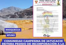 PUNO: COMUNIDAD CAMPESINA DE JATUCACHI REITERA PEDIDO DE INCORPORACIÓN A LA MESA DE DIÁLOGO DEL RÍO CORALAQUE
