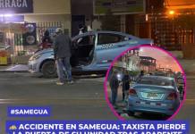 Accidente en Samegua: taxista pierde la puerta de su unidad tras aparente choque con serenazgo