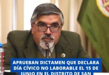 APRUEBAN DICTAMEN QUE DECLARA DÍA CÍVICO NO LABORABLE EL 15 DE JUNIO EN EL DISTRITO DE SAN ANTONIO, MOQUEGUA