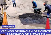 VECINOS DENUNCIAN DEFICIENTE PARCHADO DE PISTAS EN MOQUEGUA