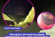 SAN CRISTÓBAL | TRAGEDIA EN HUATALAQUE: ENFERMERA FALLECE Y SU PAREJA SIGUE ATRAPADO EN BARRANCO