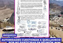 AUTORIDADES CUESTIONAN A QUELLAVECO POR NO PARTICIPAR EN REUNIÓN CONVOCADA POR EL MEF