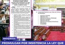 PROMULGAN POR INSISTENCIA LA LEY QUE CREA LA UNIVERSIDAD NACIONAL JUAN VÉLEZ DE CÓRDOVA CON SEDE EN ILO
