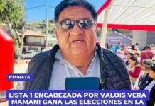 LISTA 1 ENCABEZADA POR VALOIS VERA MAMANI GANA LAS ELECCIONES EN LA JUNTA DE USUARIOS DE TORATA