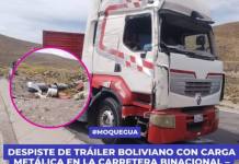 DESPISTE DE TRÁILER BOLIVIANO CON CARGA METÁLICA EN LA CARRETERA BINACIONAL – NO SE REPORTARON HERIDOS