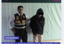 MOQUEGUA: DETIENEN A CONDUCTOR QUE ATROPELLÓ Y FUGÓ EN TORATA