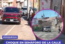 CHOQUE EN SEMÁFORO DE LA CALLE PIURA DEJA DOS VEHÍCULOS DAÑADOS