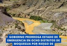 GOBIERNO PRORROGA ESTADO DE EMERGENCIA EN OCHO DISTRITOS DE MOQUEGUA POR RIESGO DE CONTAMINACIÓN HÍDRICA
