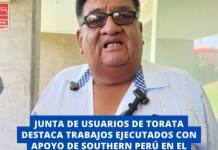 JUNTA DE USUARIOS DE TORATA DESTACA TRABAJOS EJECUTADOS CON APOYO DE SOUTHERN PERÚ EN EL SECTOR AGRARIO