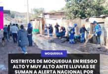 DISTRITOS DE MOQUEGUA EN RIESGO ALTO Y MUY ALTO ANTE LLUVIAS SE SUMAN A ALERTA NACIONAL POR MOVIMIENTOS EN MASA