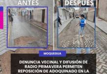 DENUNCIA VECINAL Y DIFUSIÓN DE RADIO PRIMAVERA PERMITEN REPOSICIÓN DE ADOQUINADO EN LA CALLE LIMA