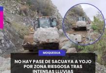 MOQUEGUA: NO HAY PASE DE SACUAYA A YOJO POR ZONA RIESGOSA TRAS INTENSAS LLUVIAS