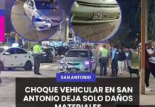CHOQUE VEHICULAR EN SAN ANTONIO DEJA SOLO DAÑOS MATERIALES