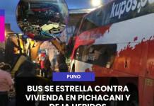 PUNO: BUS SE ESTRELLA CONTRA VIVIENDA EN PICHACANI Y DEJA HERIDOS