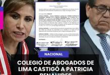 COLEGIO DE ABOGADOS DE LIMA CASTIGÓ A PATRICIA BENAVIDES