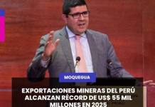EXPORTACIONES MINERAS DEL PERÚ ALCANZAN RÉCORD DE US$ 55 MIL MILLONES EN 2025