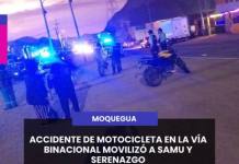 CCIDENTE DE MOTOCICLETA EN LA VÍA BINACIONAL MOVILIZÓ A SAMU Y SERENAZGO
