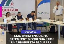 CMQ ENTRA EN CUARTO INTERMEDIO: MOQUEGUA EXIGE UNA PROPUESTA REAL PARA TENER AGUA INMEDIATA