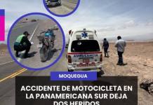 ACCIDENTE DE MOTOCICLETA EN LA PANAMERICANA SUR DEJA DOS HERIDOS