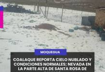 COALAQUE REPORTA CIELO NUBLADO Y CONDICIONES NORMALES; NEVADA EN LA PARTE ALTA DE SANTA ROSA DE SALINAS
