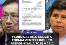 PEDRO CASTILLO SOLICITA FORMALMENTE EL INDULTO PRESIDENCIAL A JOSÉ MARÍA BALCÁZAR