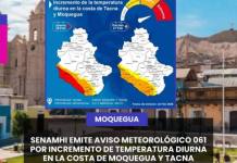 SENAMHI EMITE AVISO METEOROLÓGICO 061 POR INCREMENTO DE TEMPERATURA DIURNA EN LA COSTA DE MOQUEGUA Y TACNA
