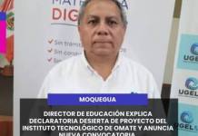 DIRECTOR DE EDUCACIÓN EXPLICA DECLARATORIA DESIERTA DE PROYECTO DEL INSTITUTO TECNOLÓGICO DE OMATE Y ANUNCIA NUEVA CONVOCATORIA.