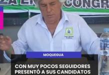 CON MUY POCOS SEGUIDORES PRESENTÓ A SUS CANDIDATOS CONGRESALES “POPI OLIVERA” CON SU ESCOBA  SE PASEÓ POR MOQUEGUA E ILO