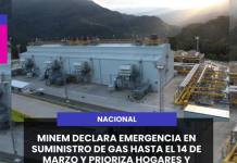 MINEM DECLARA EMERGENCIA EN SUMINISTRO DE GAS HASTA EL 14 DE MARZO Y PRIORIZA HOGARES Y COMERCIOS.