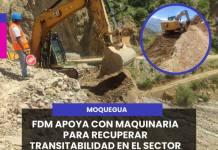 FDM APOYA CON MAQUINARIA PARA RECUPERAR TRANSITABILIDAD EN EL SECTOR DE SIJUAYA