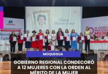 GOBIERNO REGIONAL CONDECORÓ A 12 MUJERES CON LA ORDEN AL MÉRITO DE LA MUJER MOQUEGUANA