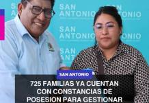 725 FAMILIAS YA CUENTAN CON CONSTANCIA DE POSESION PARA GESTIONAR AGUA Y LUZ
