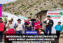 20 FAMILIAS DEL PROYECTO HAKU WIÑAY GANAN CONCURSO DE TECNOLOGÍAS PRODUCTIVAS Y VIVIENDAS SALUDABLES