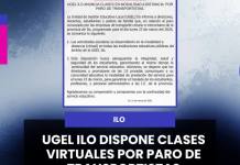 UGEL ILO DISPONE CLASES VIRTUALES POR PARO DE TRANSPORTISTAS