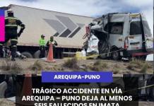 TRÁGICO ACCIDENTE EN VÍA AREQUIPA – PUNO DEJA AL MENOS SEIS FALLECIDOS EN IMATA