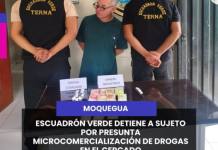 #Moquegua | ESCUADRÓN VERDE DETIENE A SUJETO POR PRESUNTA MICROCOMERCIALIZACIÓN DE DROGAS EN EL CERCADO.
