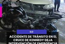 #ILO | ACCIDENTE DE TRÁNSITO EN EL CRUCE DE KENNEDY DEJA INTERVENCIÓN DE EMERGENCIA.