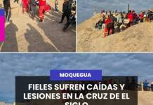 MOQUEGUA |  FIELES SUFREN CAÍDAS Y LESIONES EN LA CRUZ DE EL SIGLO.