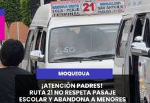 MOQUEGUA | RUTA 21 HABRÍA DEJADO A MÁS ESCOLARES EN ZONA ALEJADA.