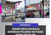 MOQUEGUA | SEMÁFOROS EN ROJO GENERAN PELIGRO EN PLENA HORA ESCOLAR.