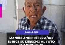 MOQUEGUA | ADULTO MAYOR DE 102 AÑOS EJERCE SU DERECHO AL VOTO EN MOQUEGUA.