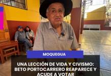 MOQUEGUA | UNA LECCIÓN DE VIDA Y CIVISMO: BETO PORTOCARRERO REAPARECE Y ACUDE A VOTAR.