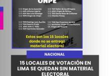 NACIONAL | 15 LOCALES DE VOTACIÓN EN LIMA SE QUEDAN SIN MATERIAL ELECTORAL.