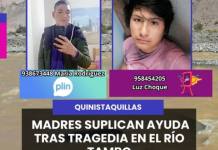 QUINISTAQUILLAS | DOLOR QUE DESGARRA: MADRES SUPLICAN AYUDA TRAS TRAGEDIA EN EL RÍO TAMBO.