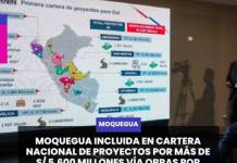 MOQUEGUA | MOQUEGUA INCLUIDA EN CARTERA NACIONAL DE PROYECTOS POR MÁS DE S/ 5,600 MILLONES VÍA OBRAS POR IMPUESTOS.