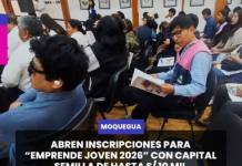 MOQUEGUA | ABREN INSCRIPCIONES PARA “EMPRENDE JOVEN 2026” CON CAPITAL SEMILLA DE HASTA S/ 10 MIL.