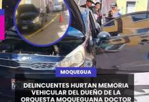 MOQUEGUA | DELINCUENTES HURTAN MEMORIA VEHICULAR DEL DUEÑO DE LA ORQUESTA MOQUEGUANA DOCTOR ROCK EN LA MADRUGADA (3:00 A.M.).